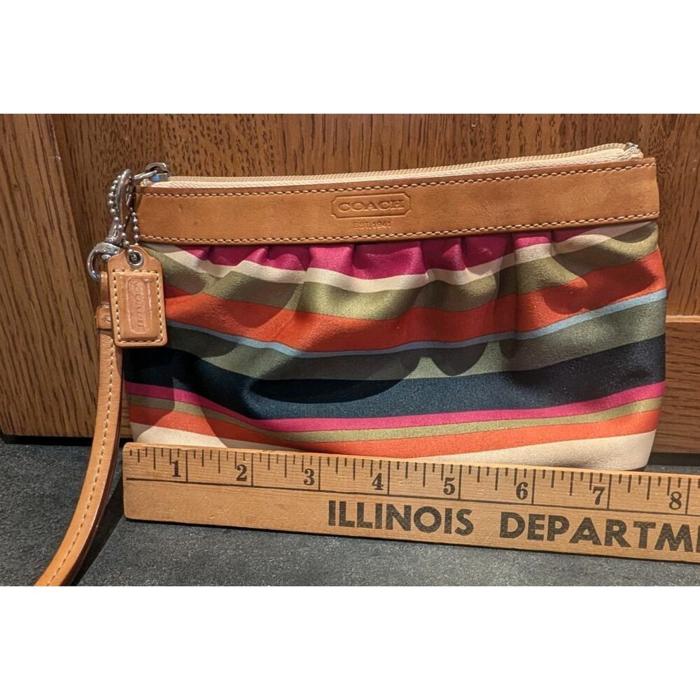 Coach Legacy Satin Leather Stripe Wristlet Wallet - Picture 5 of 6